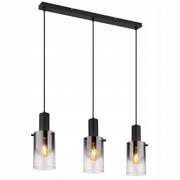 Černá závěsná lampa Florentina s teplým leskem nad stolem Globo