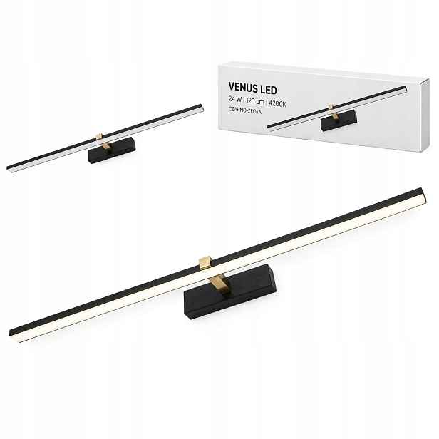 Nad zrcadlo nástěnné svítidlo Venus 24W 120 cm černo-zlaté Led 1640lm 4200K IP44
