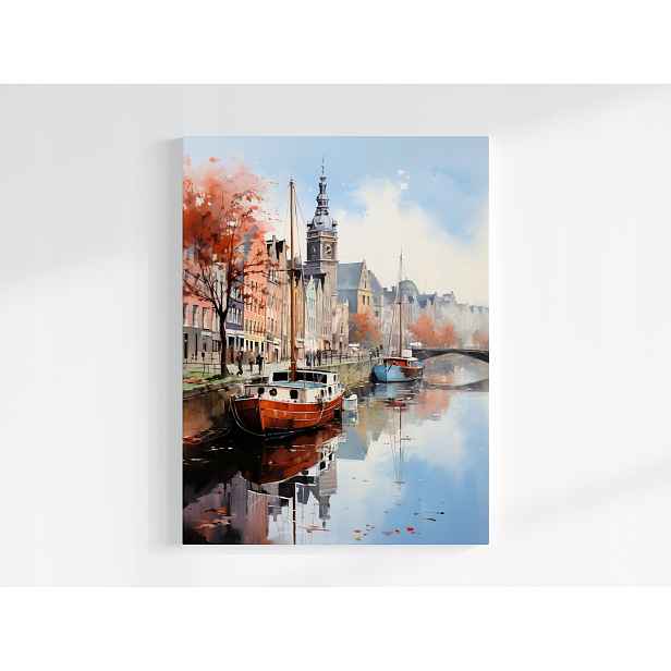 Plakát Město Staré Město Kamínky Kanál Most Pohled 75x100
