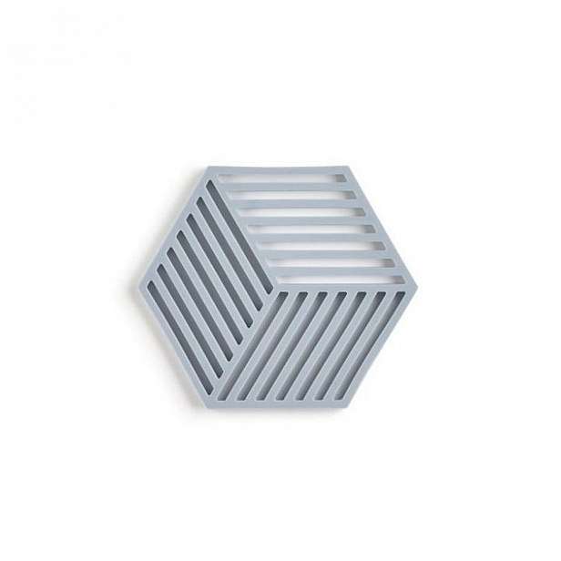 Šedomodrá silikonová podložka pod hrnec Zone Hexagon