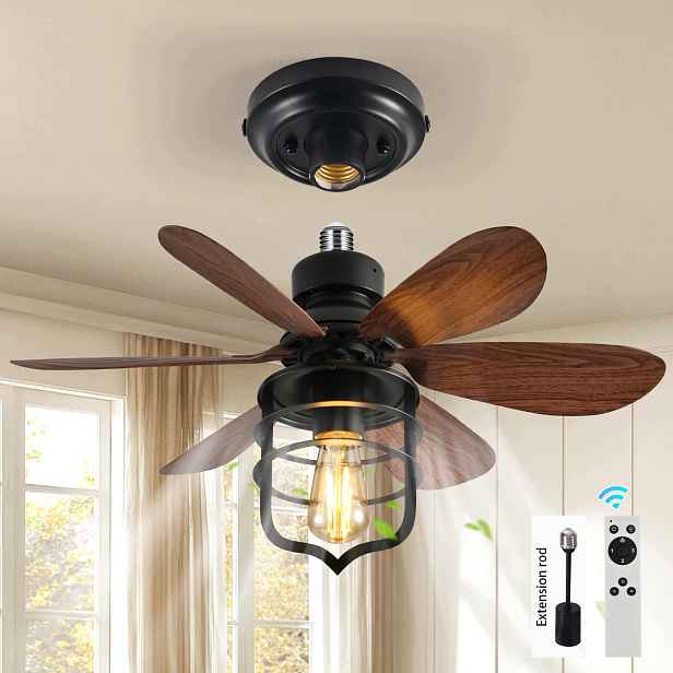 Stropní ventilátor Ganeed Malý černý s dálkovým ovládáním pro malé místnosti R1