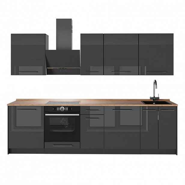Vicco KUCHYŇSKÝ KOUT Fame-Line, Antracitový vysoký lesk/Antracit, 280 cm, PD Dub