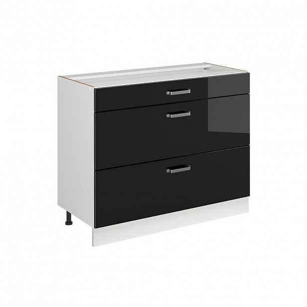 Vicco SPODNÍ SKŘÍŇKA KUCHYŇSKÉ LINKY R-Line, Černý vysoký lesk/Bílá, 100 cm bez pracovní desky