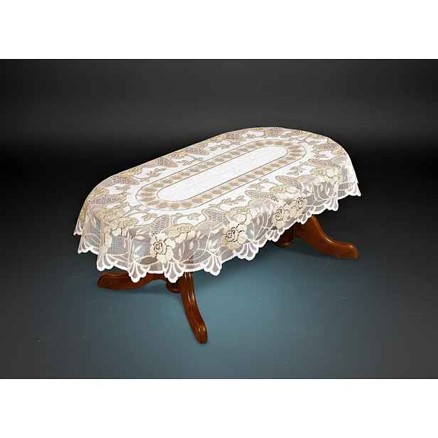 Žakárový ubrus ARTHUR oválný více rozměrů krémová/zlatá MyBestHome Rozměr: 180x130 cm
