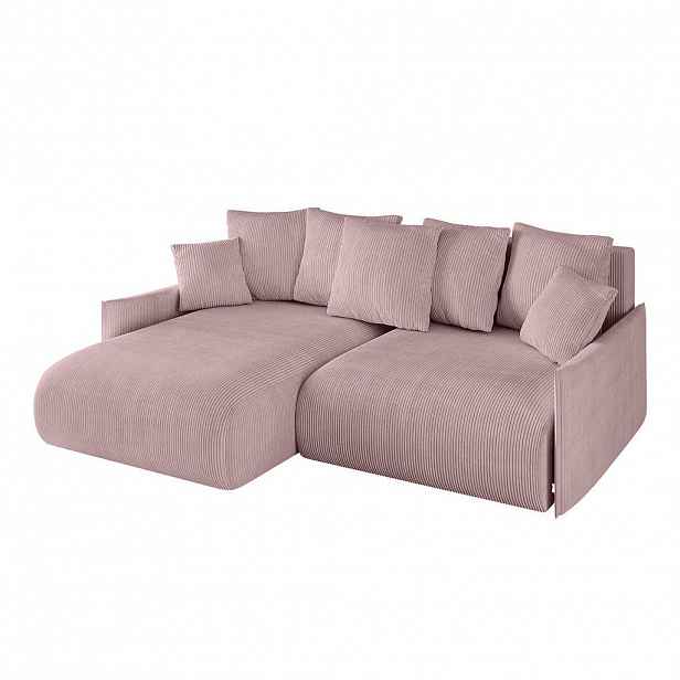ALTDECOR ROHOVÁ SEDACÍ SOUPRAVA s otomanem vlevo ONESK-L -v1 216x177x72 růžový manšestr