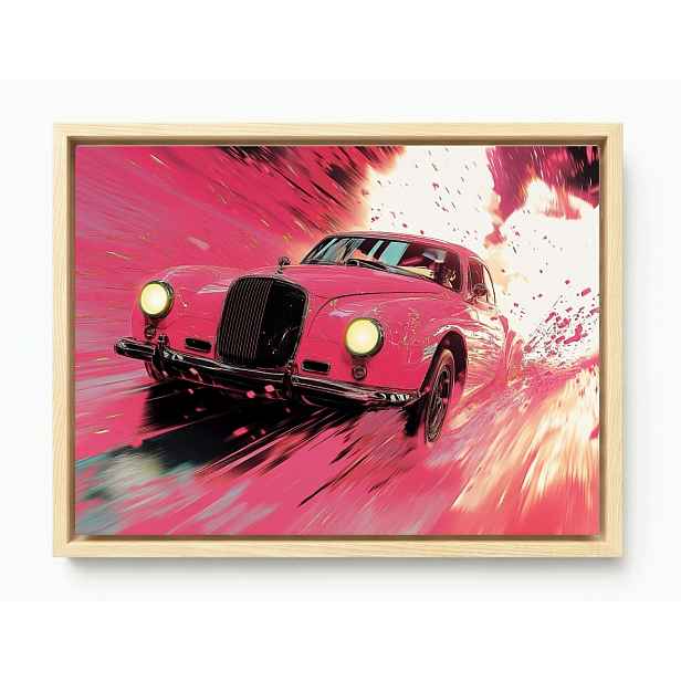 Obraz Rám American Box Růžový Auto Rychlost Závod Jízda 80x60