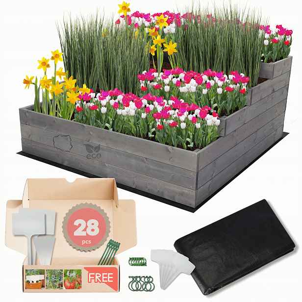 Truhlík zeleninový záhon květináč patrový záhon pod treláž impregnace 54x120x120