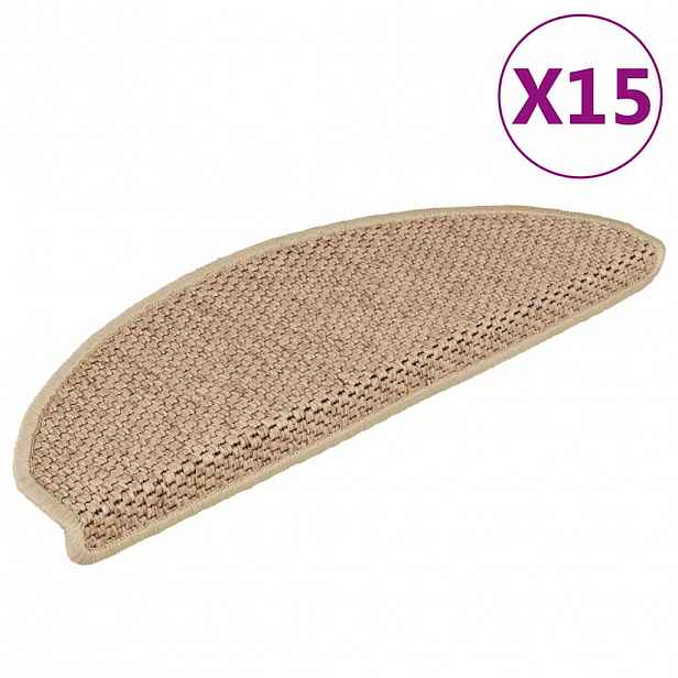 vidaXL Samolepící nášlapy na schody vzhled sisal 15 ks 65x21x4 cm