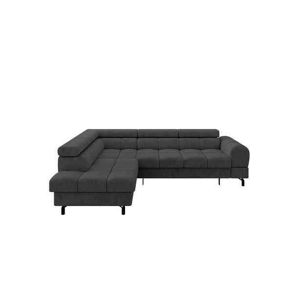 ALTDECOR ROHOVÁ SEDAČKA s funkcí spaní otomana vlevo LUMA-L 272x203x70 tmavě šedá velur