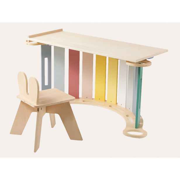 eliNeli Dřevěná montessori houpačka 100 cm 6v1 max s prknem a židlí - set pastel