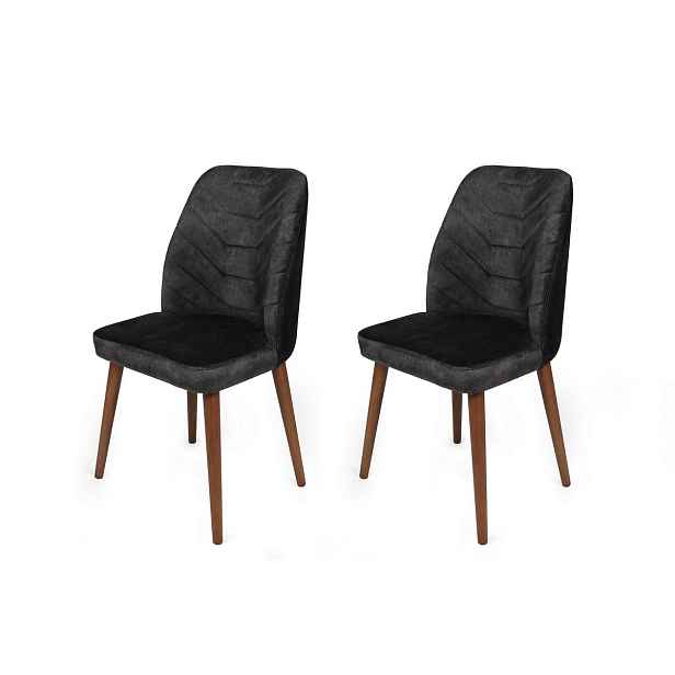 Sada jídelních židlí Dallas Anthracite and Walnut, 2 ks