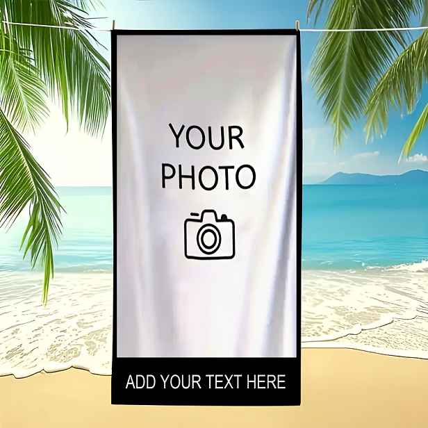 TEMU 1 ks Personalizovaný plážový ručník s fotografií a textem - Nahrání vlastní fotografie, měkký mikrovláknový rychleschnoucí velký obdélníkový