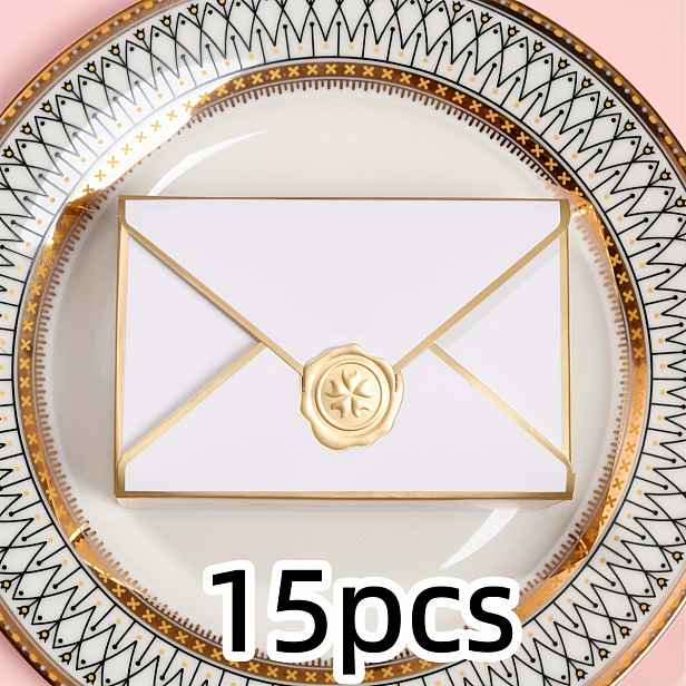 TEMU Dárek pro ni/ 15 ks elegantních dárkových krabiček ve tvaru obálky se zlatými pečetěmi - luxusní svatební, narozeninové, vánoční, párty, šperky,