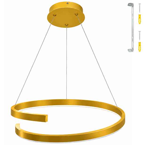 Závěsná Lampa Zlatá Led Moderní 50 CM Tricolor 3 Barvy Světla