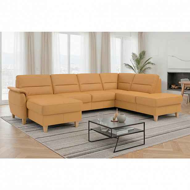Sit & More SEDACÍ SOUPRAVA, textil, kůže, curry žlutá