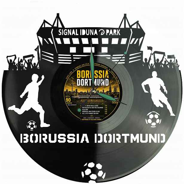 Borussia Dortmund Dekorativní Nástěnné Hodiny Moderní Vinylová Deska Vinyl