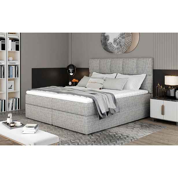 Boxspringová postel s úložným prostorem 160x200 FLARO - světle šedá