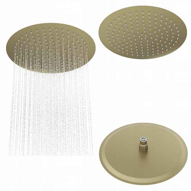 Dešťová sprcha kulatá zlatá sprchová Slim pro kabiny 30 cm