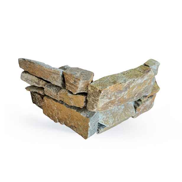 Obklad kamenný lepený DEKSTONE Q 030 Quarzite Rusty kvarcit rohový 150×(250+300) mm