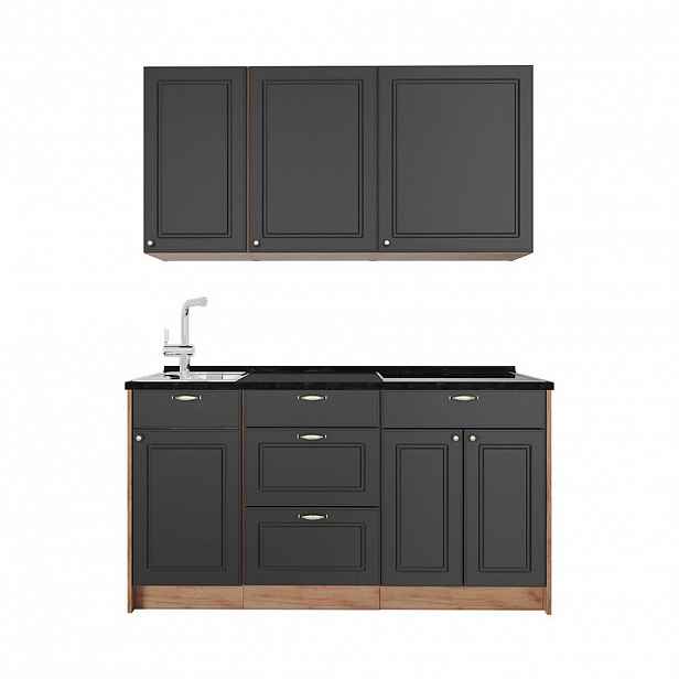 Vicco JEDNOTKOVÁ KUCHYNĚ Fame-Line, Anthrazit-Gold Landhaus/Zlatý mocný dub, 150 cm, PD Antracit