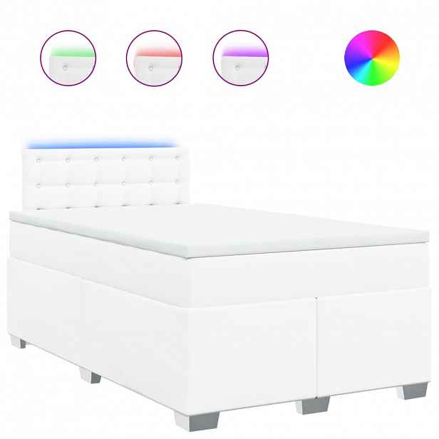 vidaXL Box spring postel s matrací bílá 120x200 cm umělá kůže
