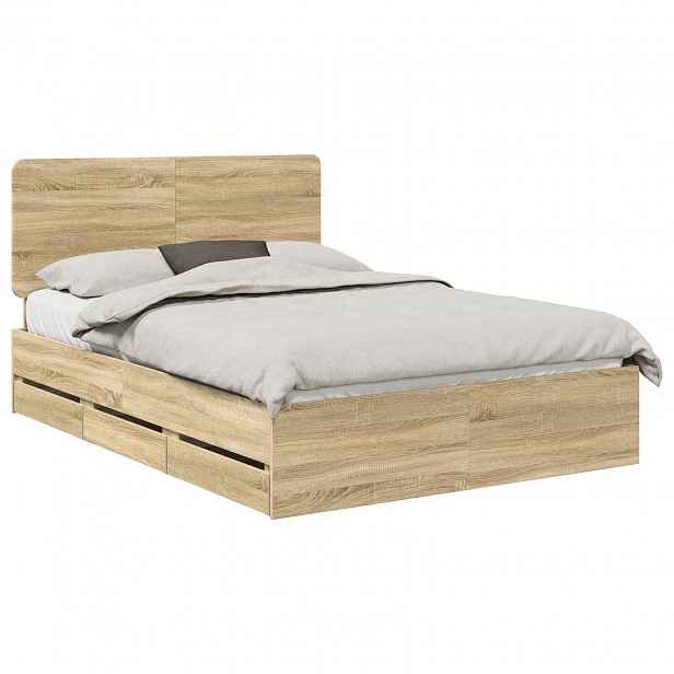 vidaXL Rám postele s čelo Sonoma dub 150 x 200 cm Inženýrské dřevo