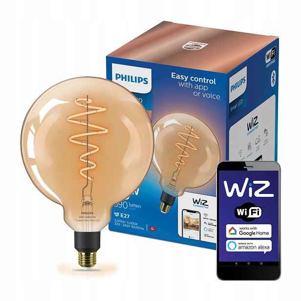 Led žárovka E27 G200 6W 25W Jantarová žárovka Smart WiFi Philips WiZ