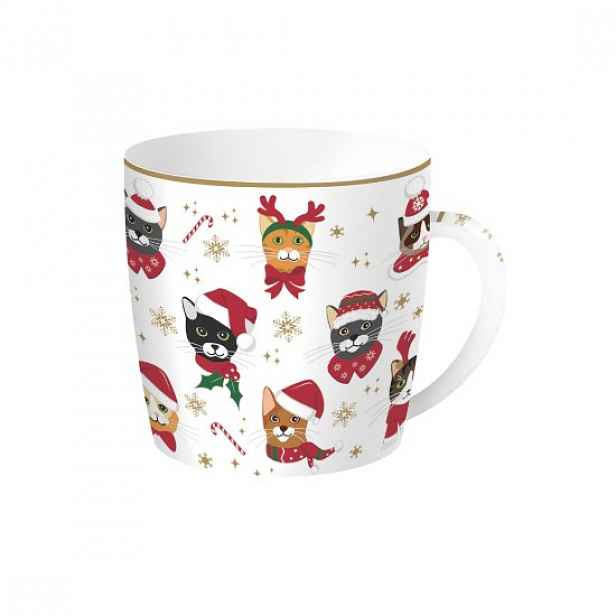 Porcelánový hrnek, 350 ml, "CHRISTMAS FRIENDS CATS" - značka Easy Life