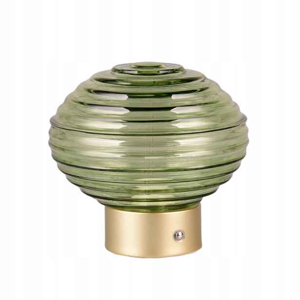 Rl Skleněná stolní lampa Zelená Led Usb Mosazná