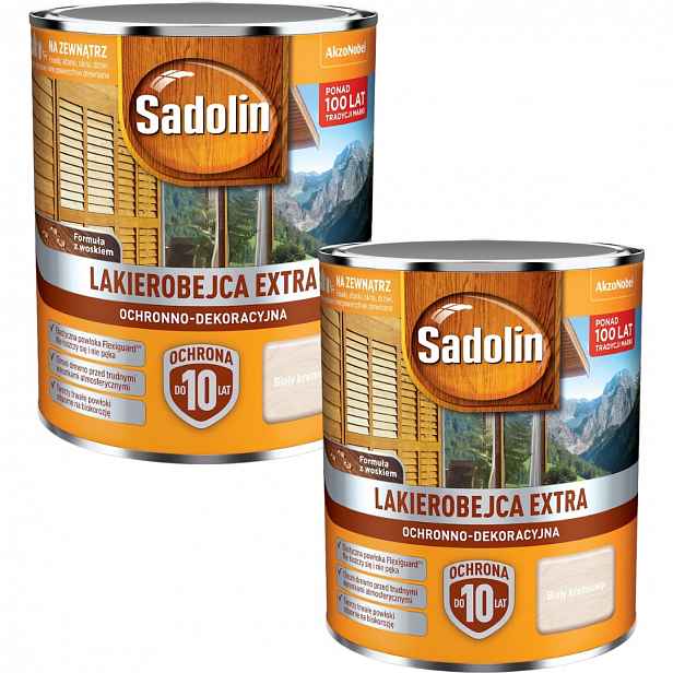 Set Sadolin Extra 2x0,75L Lakobec Na Dřevo Bílý Krémový 1,5L