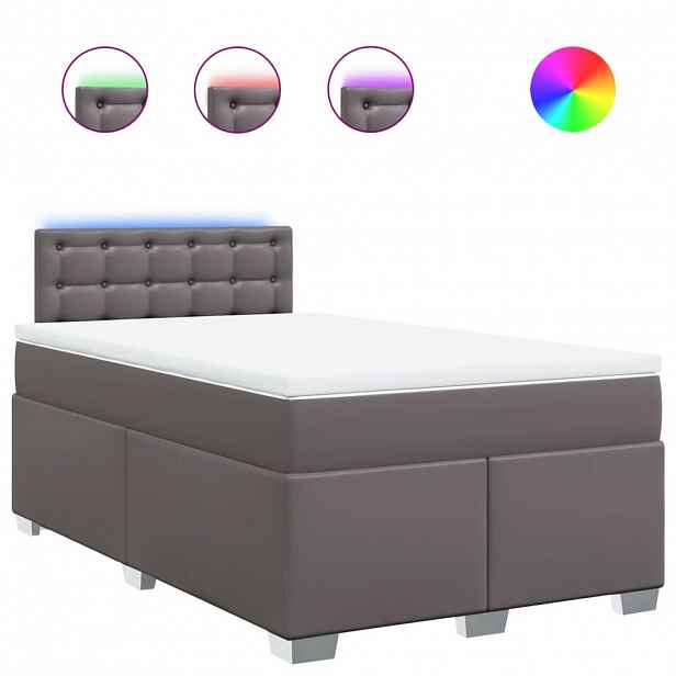 vidaXL Box spring postel s matrací šedá 120x200 cm umělá kůže