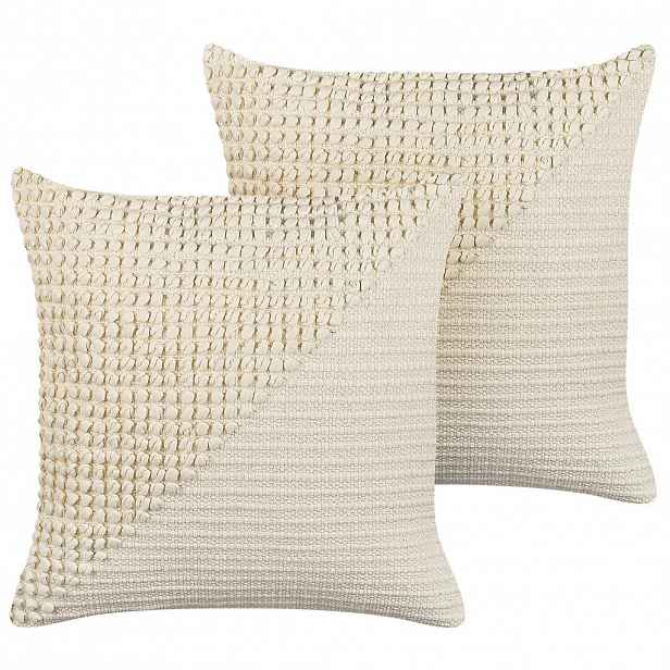 Beliani DEKORATIVNÍ POLŠTÁŘ sada 2 ks Krémový 45/45 cm Pellaea