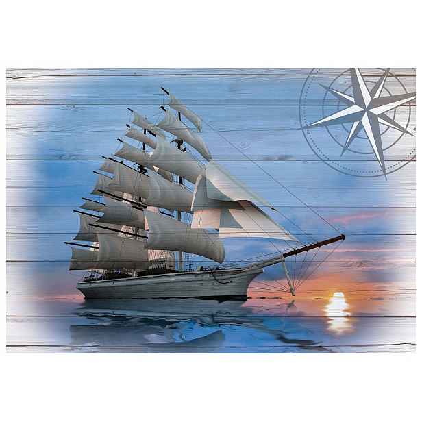 Fototapeta Plachetnice Západ Slunce Kompas Bílé Plachty Dřevo 368x254 lepidlo