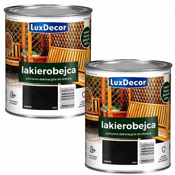 Sada 2 Ks – Luxdecor Dekorativní Lak Na Dřevo 2,2 L Černý