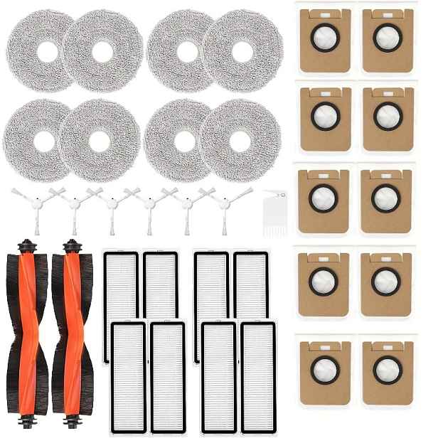 TEMU Náhradní sada 35 ks pro robotické vysavače Xiaomi X20 Plus, X20+, X10 Plus, X10+ | Obsahuje 2 hlavní kartáče, 6 bočních kartáčů, 10 prachových