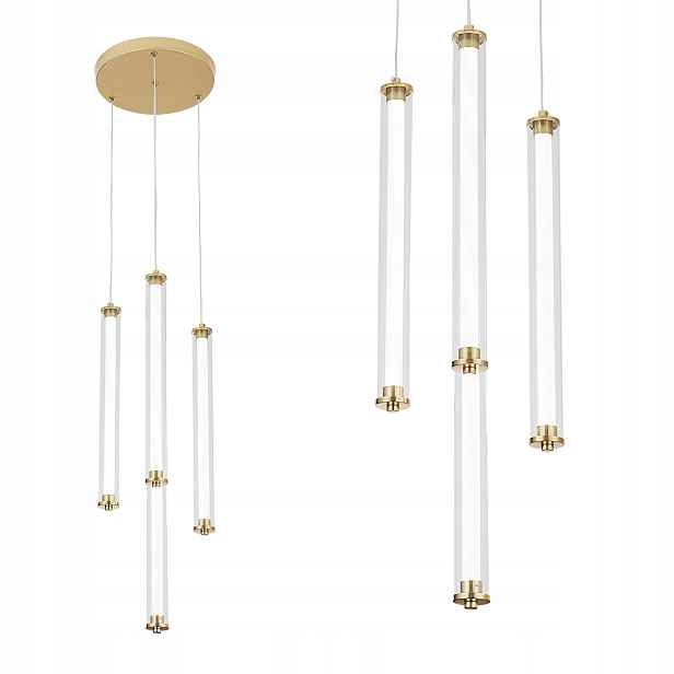 Závěsná Led lampa bílá tuba 3-bodová zlatá maskovací elegantní ozdobná