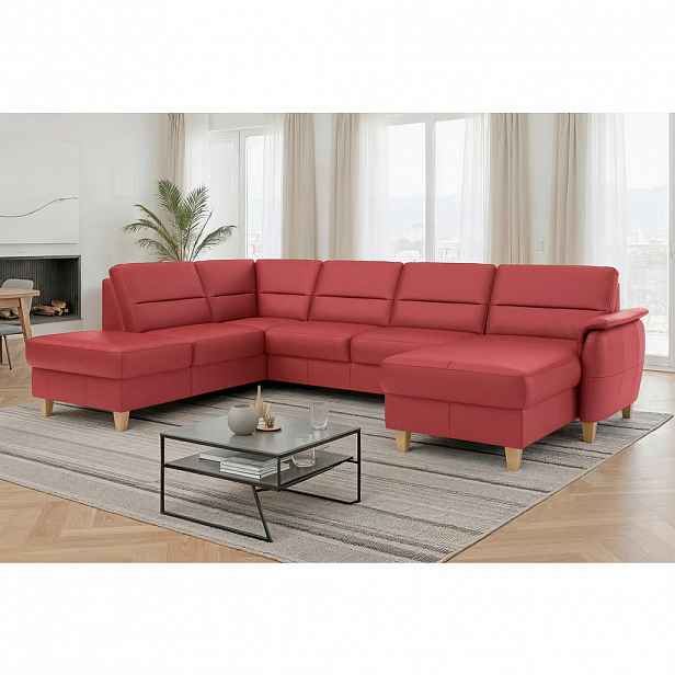 Sit & More SEDACÍ SOUPRAVA, textil, kůže, červená