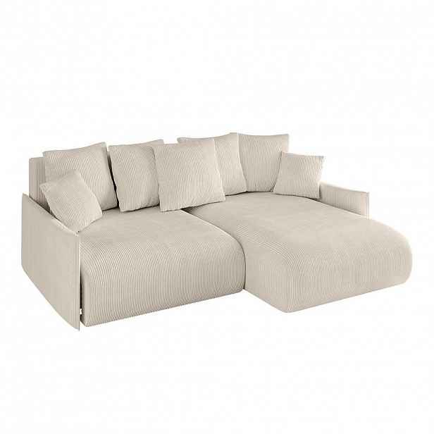 ALTDECOR ROHOVÁ SEDACÍ SOUPRAVA s otomanem vpravo ONESK-L -v1 216x177x72 béžový manšestr