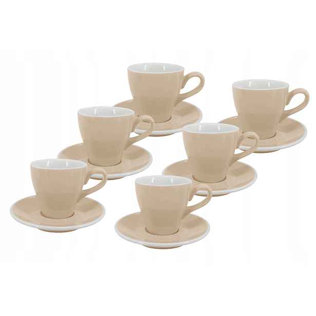 Set 6 ks Lungo šálek s podšálkem Milano, 150 ml, slonová kost
