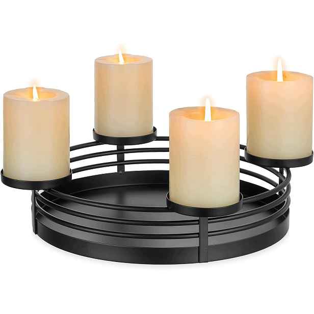 Staymoment, adventní věnec, moderní kovový svícen, černý