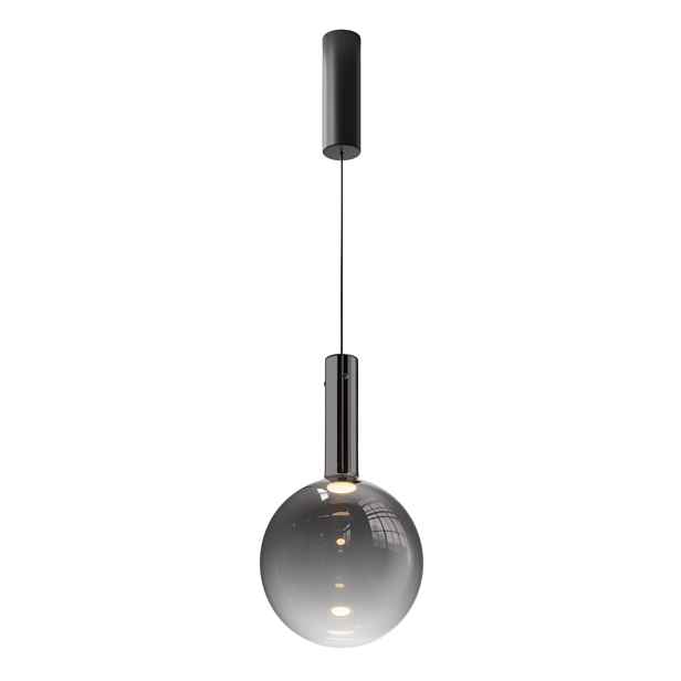 Závěsná lampa Ø25cm černá koule kouřové sklo Nebula Led 6W Maytoni