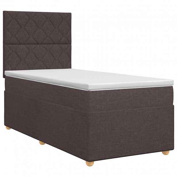 vidaXL Postel boxspring s matrací Tmavě hnědá 90 x 190 cm Textil