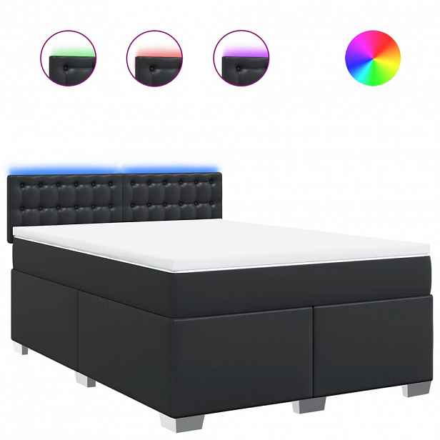 vidaXL Box spring postel s matrací černá 140 x 190 cm umělá kůže