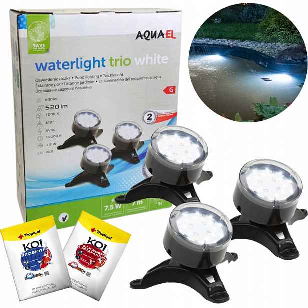 Aquael WaterLight Trio White Osvětlení do jezírka 3 Led lampy dárky