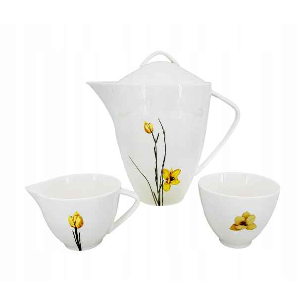 Čajová porcelánová souprava Spring (Konvice 1600ml, mléčenka 150ml, cukřenk