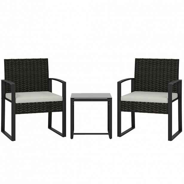 Modfu BALKONOVÝ set z oceli 55x58x76 cm krémově šedý se 2 křesly, stolkem a snímatelnými polštáři
