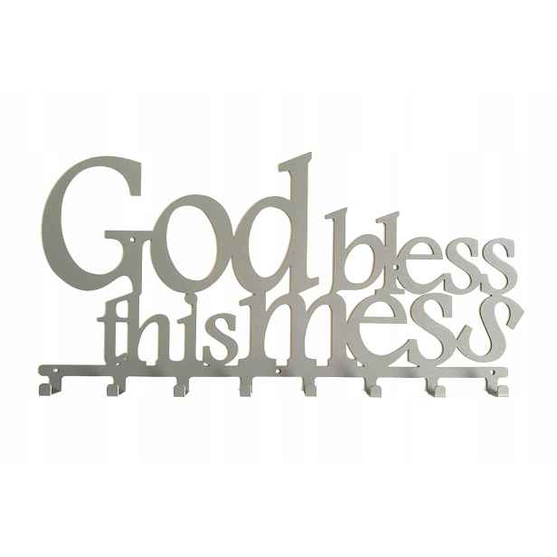 Nástěnný věšák do předsíně na oblečení God Bless This Mess loft barvy