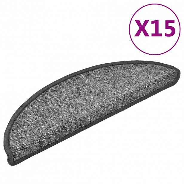 vidaXL Rohožky na schody 15 ks 56 x 17 x 3 cm Non-Slip Tmavě šedá