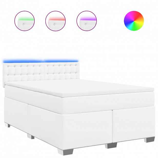 vidaXL Box spring postel s matrací bílá 140 x 190 cm umělá kůže
