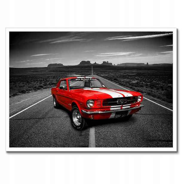 Plakáty v rámu 70x50 Červený Ford Mustang